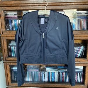 Cropped Adidas Climalite Jacket - Dark Grey/Navy Size Medium